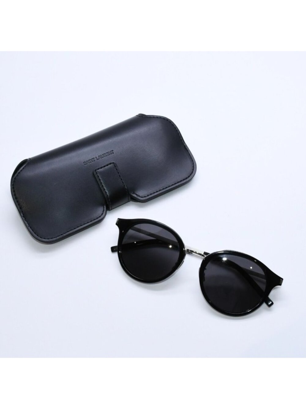 Saint Laurent Boston Shape Sunglasses SL 57 Black Eyewear Silver